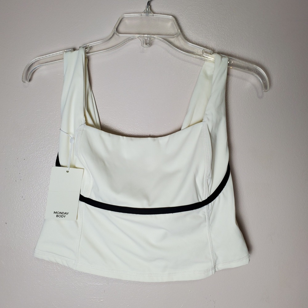 NWT Monday Body Zion Tank Ivory Black Square Neck Cropped Pullover Size V Hiking